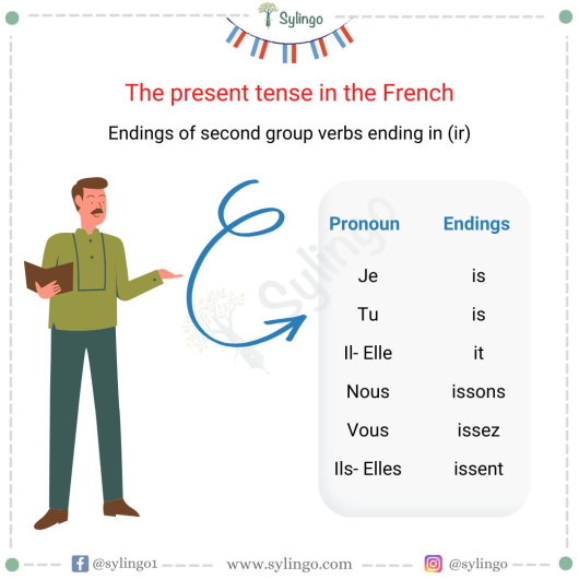 Mastering Present Tense: Endings of Second Group Verbs Ending in -ir in French